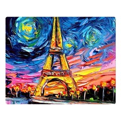 Eiffel Tower Starry Night Print Van Gogh Two Sides Premium Plush Fleece Blanket (large)