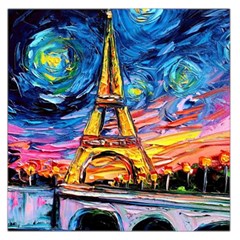 Eiffel Tower Starry Night Print Van Gogh Square Satin Scarf (36  X 36 ) by Sarkoni