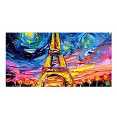 Eiffel Tower Starry Night Print Van Gogh Satin Shawl 45  X 80  by Sarkoni