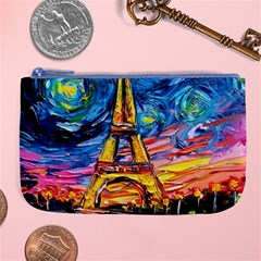 Eiffel Tower Starry Night Print Van Gogh Large Coin Purse by Sarkoni