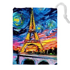 Eiffel Tower Starry Night Print Van Gogh Drawstring Pouch (5xl) by Sarkoni