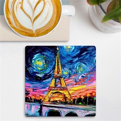 Eiffel Tower Starry Night Print Van Gogh Uv Print Square Tile Coaster 