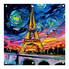 Eiffel Tower Starry Night Print Van Gogh Banner And Sign 3  X 3  by Sarkoni