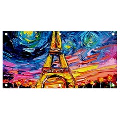 Eiffel Tower Starry Night Print Van Gogh Banner And Sign 4  X 2  by Sarkoni