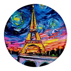 Eiffel Tower Starry Night Print Van Gogh Round Glass Fridge Magnet (4 Pack)