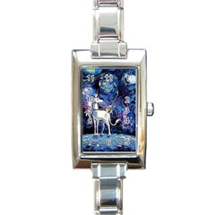 Unicorn Starry Night Print Van Gogh Rectangle Italian Charm Watch by Sarkoni