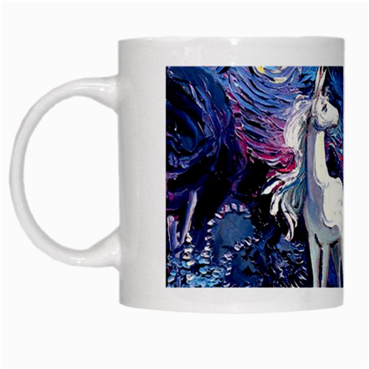 Unicorn Starry Night Print Van Gogh White Mug