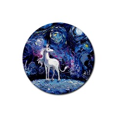 Unicorn Starry Night Print Van Gogh Rubber Coaster (round)