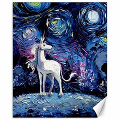 Unicorn Starry Night Print Van Gogh Canvas 16  X 20 