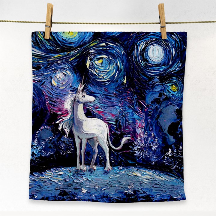 Unicorn Starry Night Print Van Gogh Face Towel