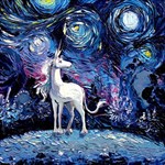 Unicorn Starry Night Print Van Gogh Play Mat (Rectangle) Front