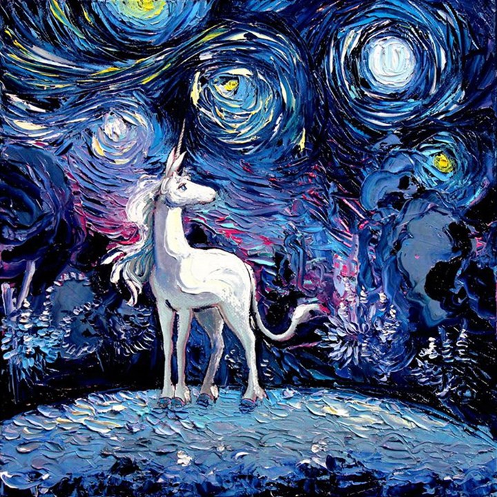 Unicorn Starry Night Print Van Gogh Play Mat (Rectangle)