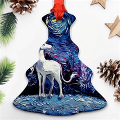 Unicorn Starry Night Print Van Gogh Christmas Tree Ornament (two Sides) by Sarkoni