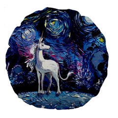 Unicorn Starry Night Print Van Gogh Large 18  Premium Round Cushions