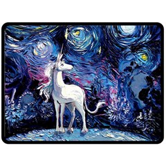 Unicorn Starry Night Print Van Gogh Two Sides Fleece Blanket (large) by Sarkoni