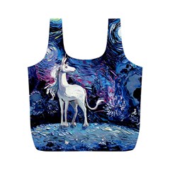 Unicorn Starry Night Print Van Gogh Full Print Recycle Bag (m) by Sarkoni