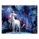 Unicorn Starry Night Print Van Gogh Two Sides Premium Plush Fleece Blanket (Large) Blanket Back