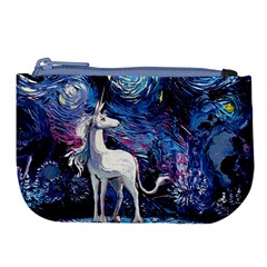 Unicorn Starry Night Print Van Gogh Large Coin Purse by Sarkoni