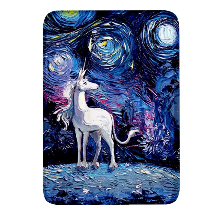 Unicorn Starry Night Print Van Gogh Rectangular Glass Fridge Magnet (4 pack)