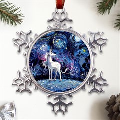 Unicorn Starry Night Print Van Gogh Metal Large Snowflake Ornament