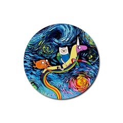 Cartoon Parody  Art Starry Night Van Gogh Rubber Coaster (Round)