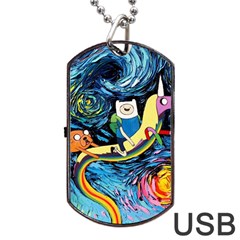 Cartoon Parody  Art Starry Night Van Gogh Dog Tag USB Flash (One Side)