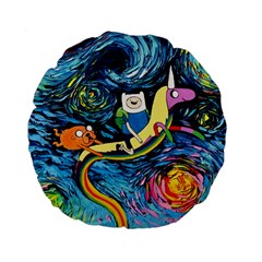 Cartoon Parody  Art Starry Night Van Gogh Standard 15  Premium Flano Round Cushions