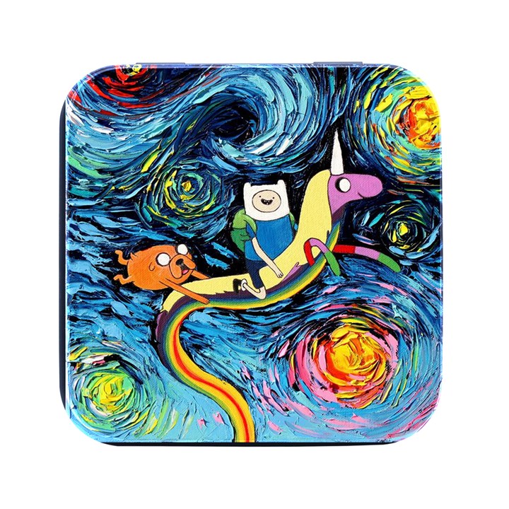 Cartoon Parody  Art Starry Night Van Gogh Square Metal Box (Black)