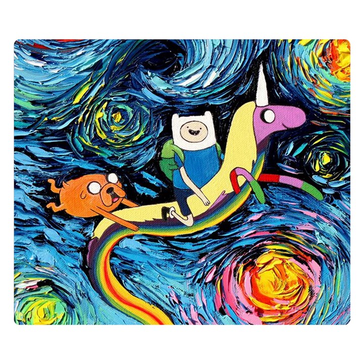 Cartoon Parody  Art Starry Night Van Gogh Premium Plush Fleece Blanket (Small)