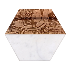 Cartoon Parody  Art Starry Night Van Gogh Marble Wood Coaster (Hexagon) 