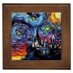 Castle Starry Night Print Van Gogh Parody Framed Tile