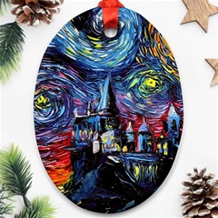 Castle Starry Night Print Van Gogh Parody Ornament (Oval)