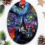 Castle Starry Night Print Van Gogh Parody Ornament (Oval) Front