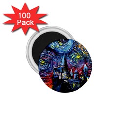 Castle Starry Night Print Van Gogh Parody 1 75  Magnets (100 Pack)  by Sarkoni