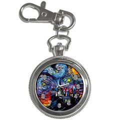 Castle Starry Night Print Van Gogh Parody Key Chain Watches