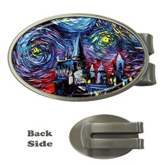 Castle Starry Night Print Van Gogh Parody Money Clips (oval)  by Sarkoni