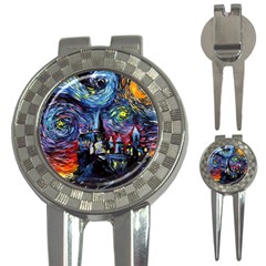 Castle Starry Night Print Van Gogh Parody 3-in-1 Golf Divots