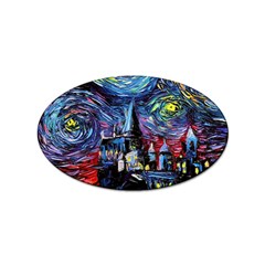 Castle Starry Night Print Van Gogh Parody Sticker (oval) by Sarkoni