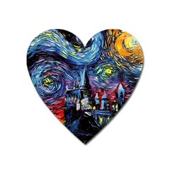 Castle Starry Night Print Van Gogh Parody Heart Magnet