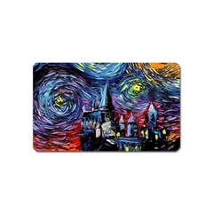 Castle Starry Night Print Van Gogh Parody Magnet (name Card) by Sarkoni