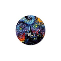 Castle Starry Night Print Van Gogh Parody Golf Ball Marker by Sarkoni