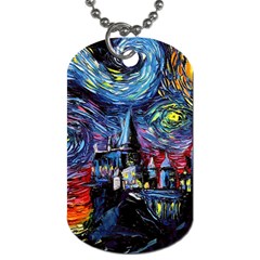 Castle Starry Night Print Van Gogh Parody Dog Tag (two Sides) by Sarkoni