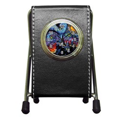 Castle Starry Night Print Van Gogh Parody Pen Holder Desk Clock by Sarkoni