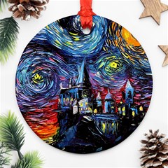 Castle Starry Night Print Van Gogh Parody Round Ornament (Two Sides)