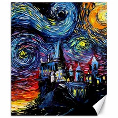 Castle Starry Night Print Van Gogh Parody Canvas 8  X 10  by Sarkoni