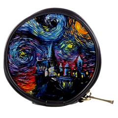 Castle Starry Night Print Van Gogh Parody Mini Makeup Bag by Sarkoni