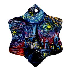 Castle Starry Night Print Van Gogh Parody Ornament (snowflake) by Sarkoni