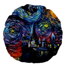 Castle Starry Night Print Van Gogh Parody Large 18  Premium Round Cushions