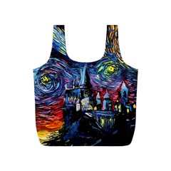 Castle Starry Night Print Van Gogh Parody Full Print Recycle Bag (s) by Sarkoni