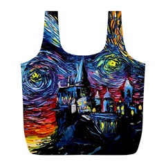 Castle Starry Night Print Van Gogh Parody Full Print Recycle Bag (l) by Sarkoni